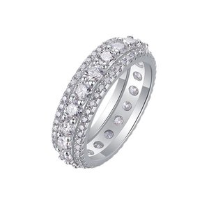 Sparkling S925 sterling silver ring featuring multiple rows of brilliant moissanite stones