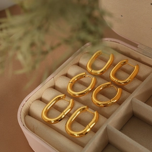Chunky Hoop Earrings U-Shaped Titanium Steel Gold Silver Plated Geometric Minimalist Lightweight Luxury Fashion For Women