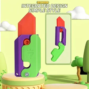 3D gravity radish toy with folding design in red, purple and green high contrast colors