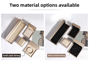 Champagne gold jewelry box set with options for gold satin or black velvet lining