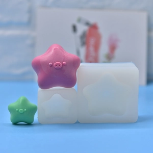 Star-shaped pig silicone molds with finished crafts for DIY soap and resin art