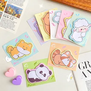 Cute cartoon animal sticky notes set featuring dog panda and raccoon for school supplies