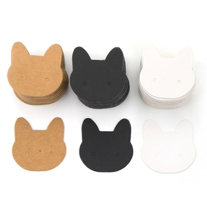 Earring Display Cards Cartoon Cat Head Shape Paper Jewelry Packaging Hanging Holder For Studs Ear Clips