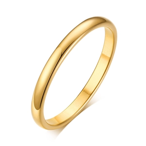 Polished 18k gold plated stainless steel band ring with smooth minimalist finish