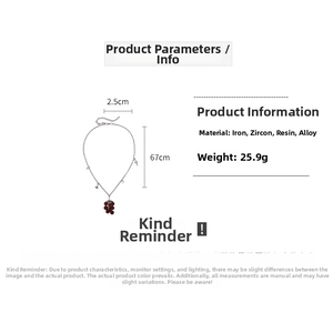 Detail view of grape pendant necklace with dimensions 67cm length and 2.5cm width