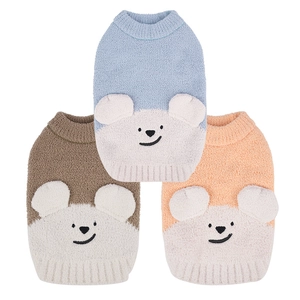 Knitted pet sweaters with cute polar bear faces and 3D ears in three assorted colors