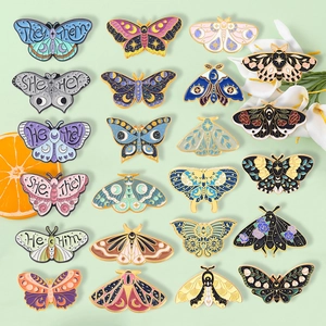 Butterfly Moth Enamel Pin Mystic Celestial Moon Star Alloy Brooch Gothic Insect Badge Pronoun For Backpack Accessories