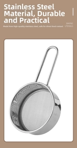 Fine mesh of 304 stainless steel hand-held flour sifter for baking and sugar dusting