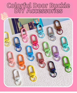 Macro view of colorful UV plated metal lobster clasps for DIY jewelry and phone chains