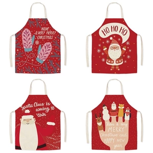 Set di quattro grembiuli natalizi rossi festivi con Babbo Natale e auguri di buone feste