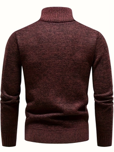 Detailed back view showing the burgundy marl knit texture and ribbed hem of the sweater