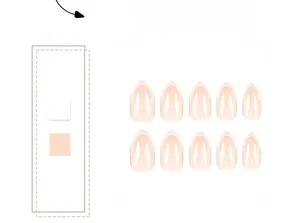 Detalle de uñas postizas nude traslúcidas en forma de almendra con acabado brillante set de 10