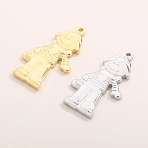 Gold and silver punk style cartoon boy pendants made of polished stainless steel