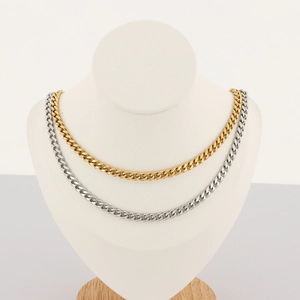 Minimalistische Panzerkette aus Titanstahl in Gold und Silber für Damen und Herren