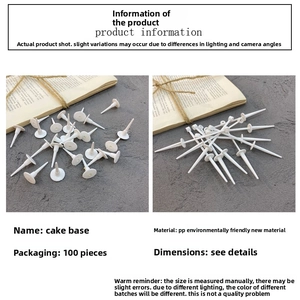 Close-up of white PP plastic cake topper support bases for stable baking decoration