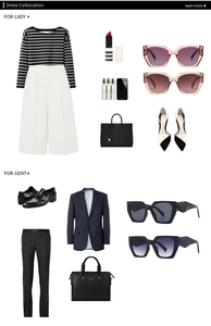 Fashionable dress collocation featuring chic sunglasses for both men and women
