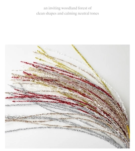 Close-up of 90cm Christmas glitter branches with sequins for holiday floral arrangements