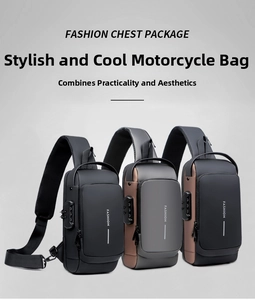 Three colors of waterproof motorcycle chest bags with anti-theft security locks