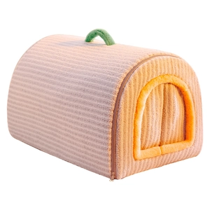 Gesloten pluche huisdierbed met boogdak en handvat voor kleine katten en honden in de winter