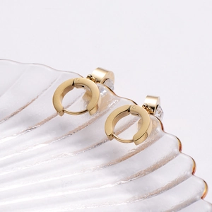 Chic 14K gold plated titanium steel hoop earrings with large diamond crystal accents