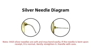 Close-up of flexible S925 silver needle showing natural softness and bendable features