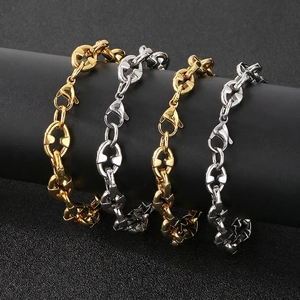 Bracelet À Mailles Ancre Acier Inoxydable Maillon Nez De Cochon Bijoux De Mode Unisex Style Hip Hop