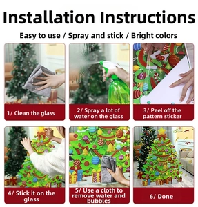 Detailed 6-step guide for applying Christmas tree static cling window stickers on glass