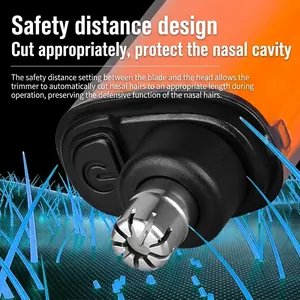 Electric nose hair trimmer with orange body and stainless steel blade for men and women