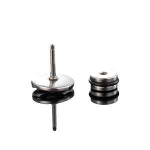 Titanium steel punk hip-hop earrings with threaded pin and black rubber ring backing