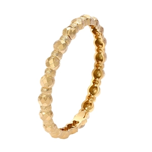 Minimalist geometric beaded gold-plated ring with faceted metal balls for women