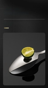 Macro detail of mirror polished 304 stainless steel spoon with high reflective finish