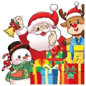 Christmas window stickers featuring Santa Claus, reindeer, and snowman on a white background