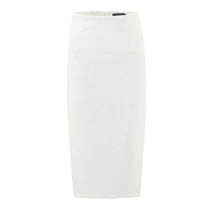 Elegant white high-waist pencil skirt with slim fit cut and back invisible zipper