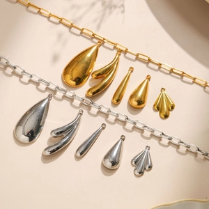 304 stainless steel waterdrop pendants and chains in gold and silver for DIY jewelry
