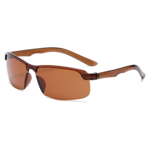 Frameless rimless cycling sunglasses with brown lenses and brown semi-transparent frame