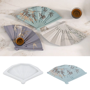 Molde De Silicona Para Bandeja En Forma De Abanico Estilo Chino Antiguo Bricolage Resina Epoxi Yeso Artesanía Textura Bambú