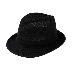 Atmungsaktiver schwarzer Mesh-Fedora-Hut für Herren mit klassischem, leichtem Sonnenschutz