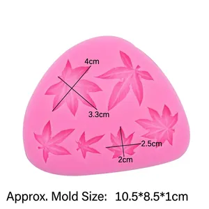 Pink silicone maple leaf mold for DIY fondant cake chocolate and baking decoration