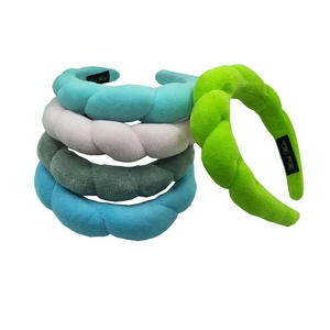 Thickened Twisted Sponge Headband Puffy Velvet Fabric Hair Band And Plush Wristband For Face Washing Spa Makeup Women Handmade
