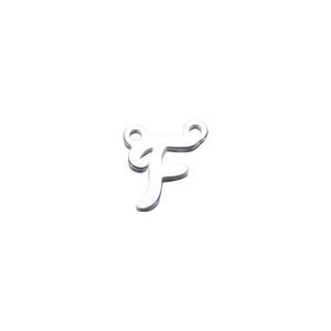 Mirror polished stainless steel letter F connector charm for DIY necklace jewelry