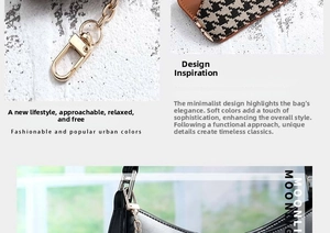 Close-up of houndstooth fabric texture and gold metal lobster clasp on the eyewear pouch