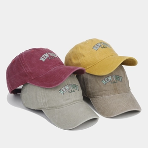Washed Cotton Baseball Cap New York USA Embroidery Vintage Sun Protection Outdoor Casual Adjustable Hat Unisex