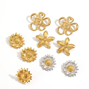 Floral 18k gold and silver stainless steel earring collection in sunflower designs