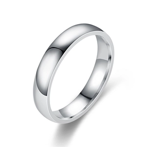 Detailed view of 2mm minimalist silver titanium steel ring with polished rounded surface