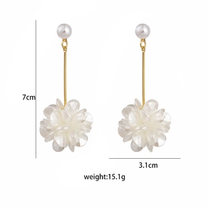 Detailed dimensions of long floral earrings showing 7cm height and 3.1cm width