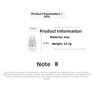 Specifications of 6-piece silver hoop earrings set with weight and size details