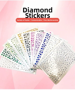 Close-up of colorful self-adhesive acrylic rhinestones for eye makeup and DIY crafts