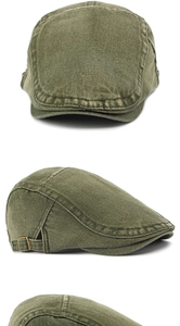 Détails de la casquette militaire en coton lavé avec boucle réglable en métal sur le côté
