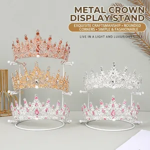 Metal Crown Display Stand Multi Tier Tiara Holder Rack Iron Headband Organizer Wedding Jewelry Store Live Stream Elegant