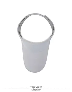 Top view of a breathable light purple open-top sun visor with an adjustable strap